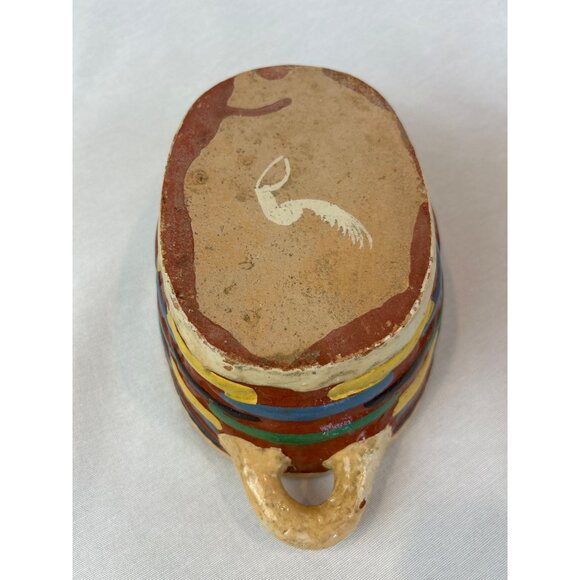 Vintage Hand-Painted Mexican Folk Art Ceramic Hen Covered Dish Tlaquepaque Oaxac - Picture 6 of 11